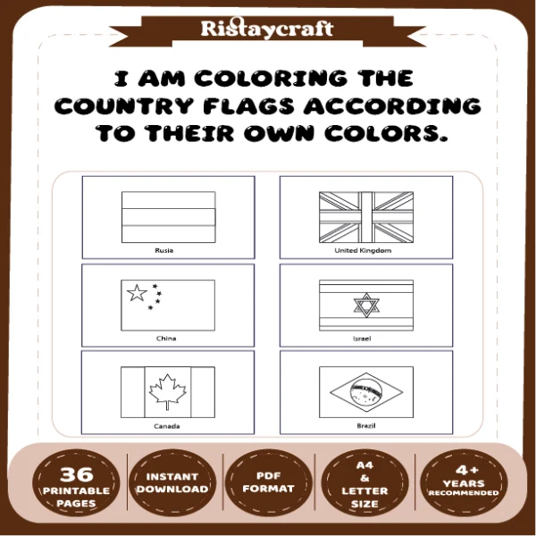 I Am Coloring the Country Flags According to Their Own Cotors