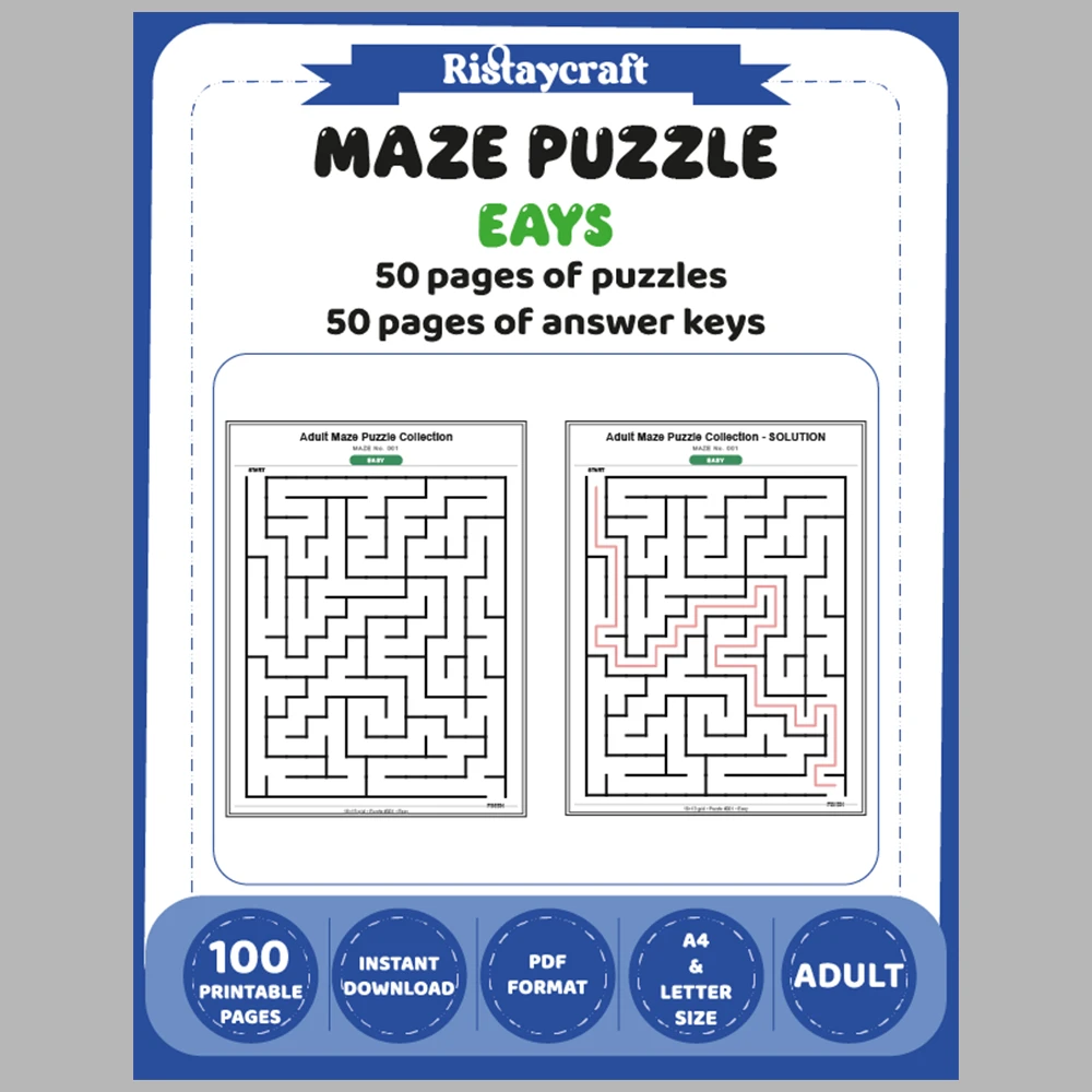 Maze Puzzle Easy 50 Pages of Puzzles – Vol. 3