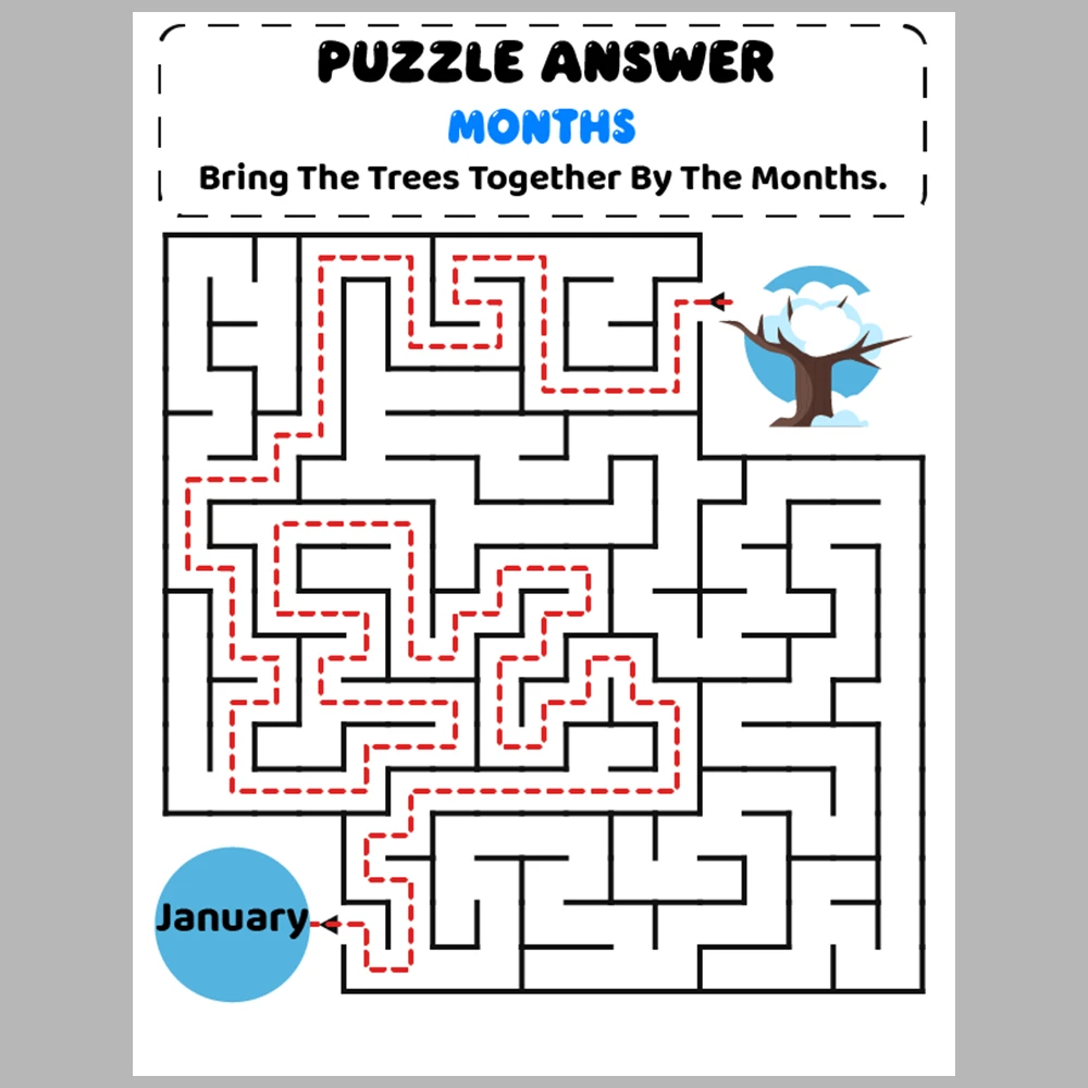 Months Kids Maze Puzzle 10 Pages of Puzzles