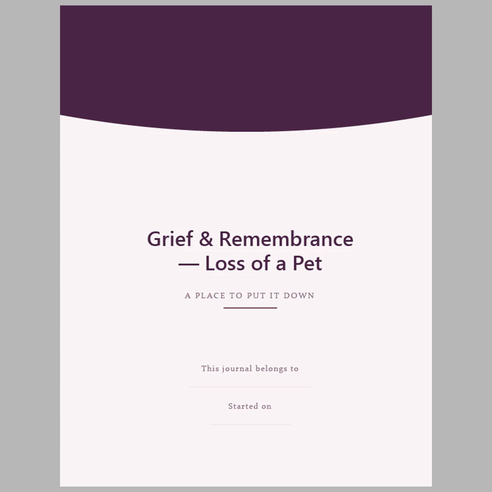 Grief & Remembrance Loss of a Pet