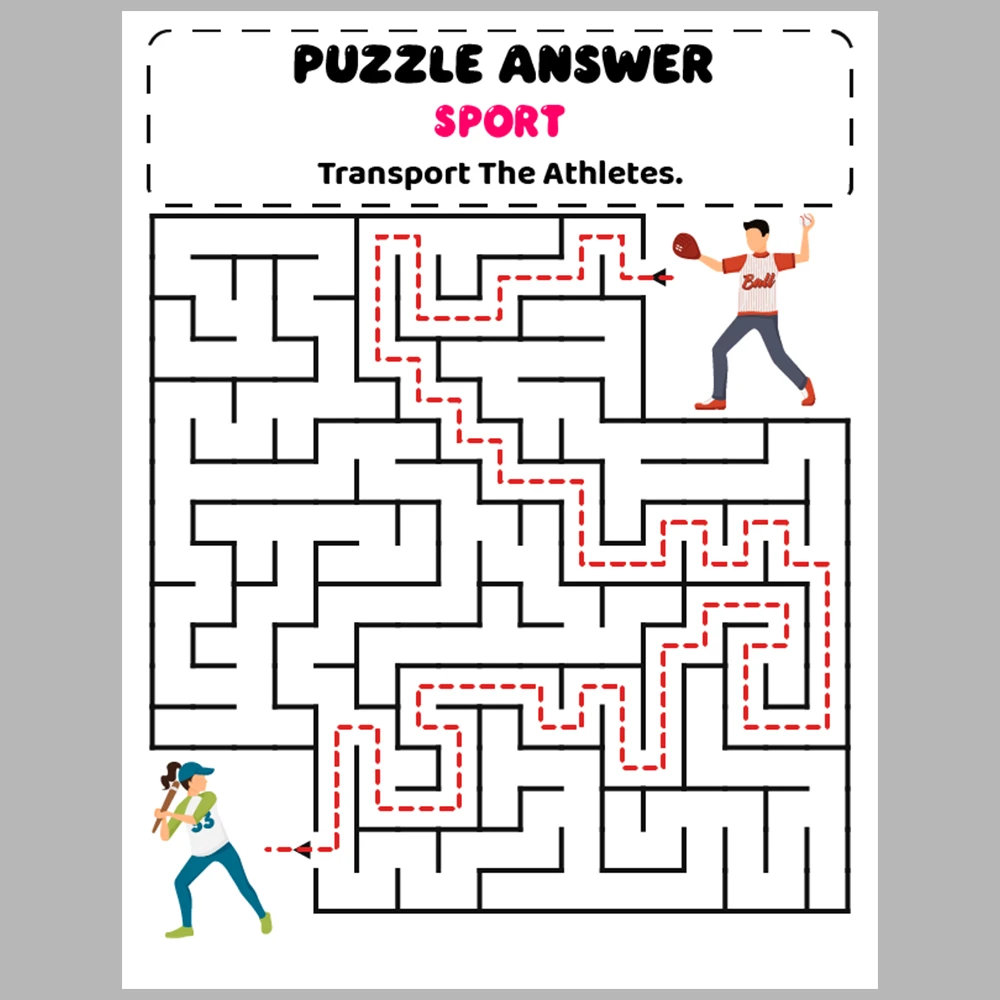 Sport Kids Maze Puzzle 10 Pages of Puzzles