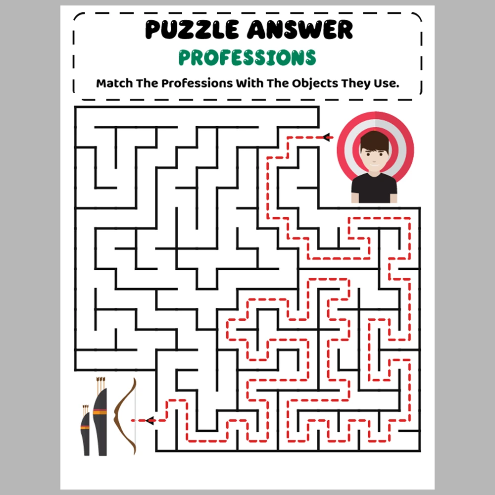 Professions Kids Maze Puzzle 10 Pages of Puzzles – Vol. 2