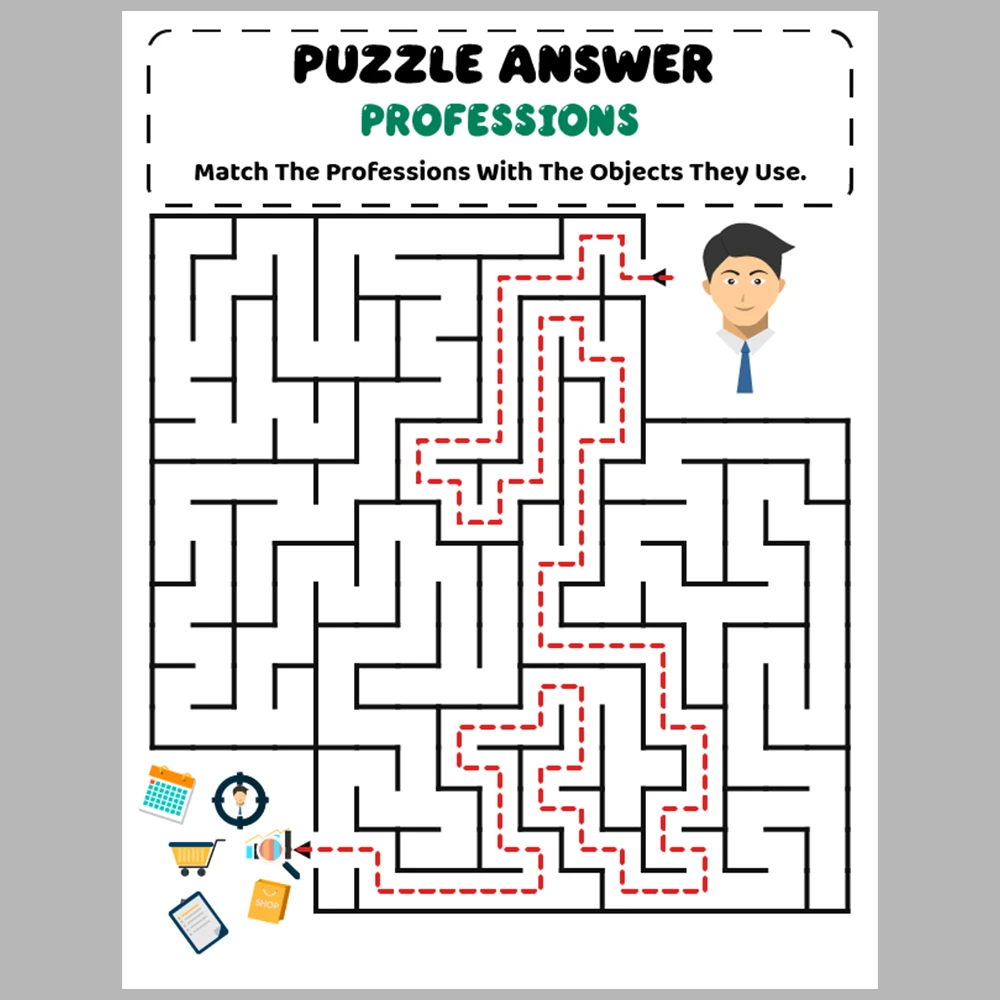 Professions Kids Maze Puzzle 10 Pages of Puzzles – Vol. 1