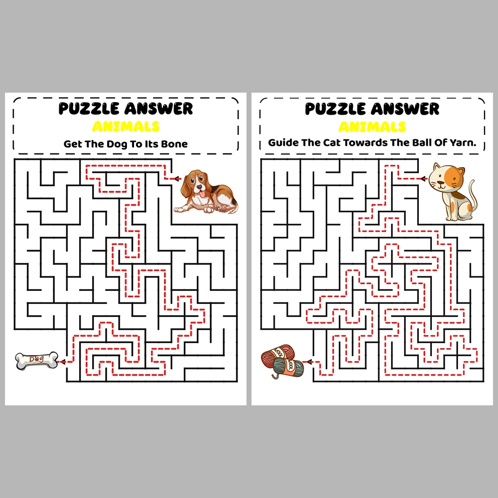 Animal Kids Maze Puzzle 10 Pages of Puzzles – Vol. 1
