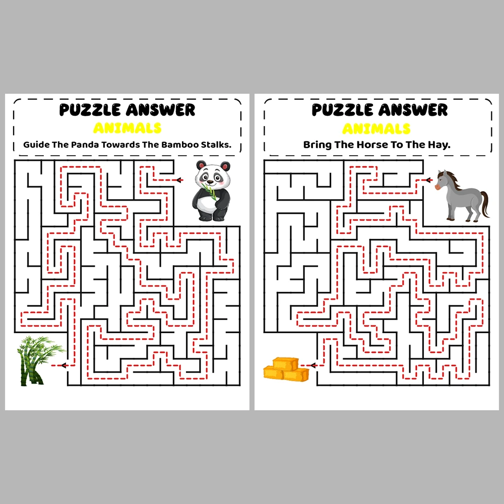 Animal Kids Maze Puzzle 10 Pages of Puzzles – Vol. 2