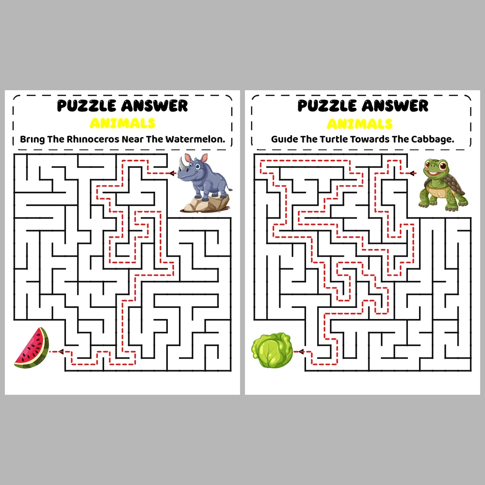 Animal Kids Maze Puzzle 10 Pages of Puzzles – Vol. 3