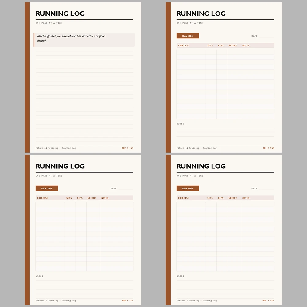 Fitness & Training Running Log 153 Pages