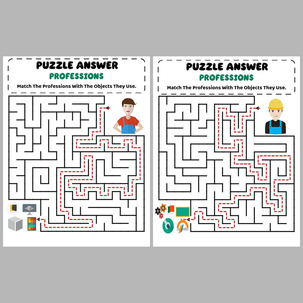 Professions Kids Maze Puzzle 10 Pages of Puzzles – Vol. 2