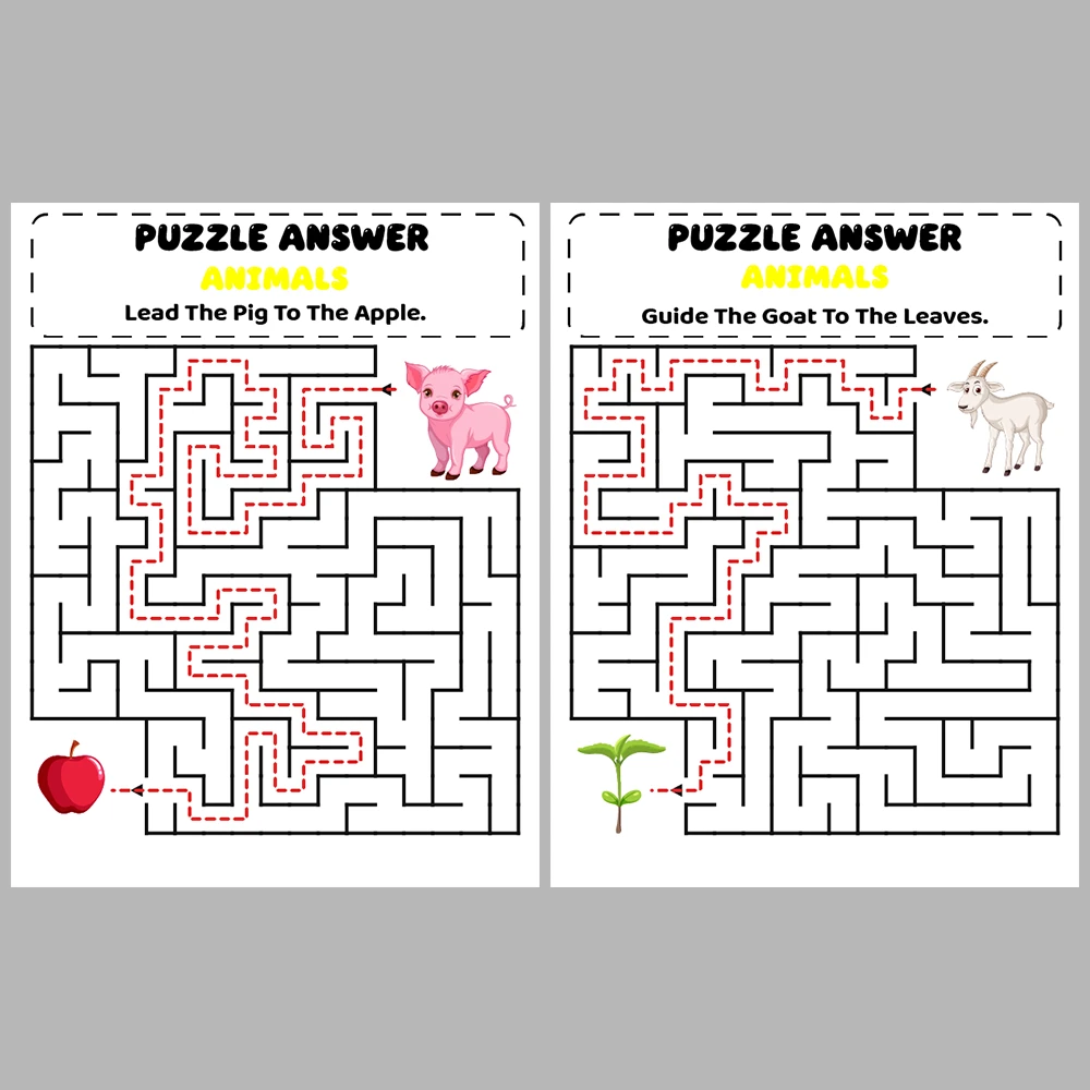 Animal Kids Maze Puzzle 10 Pages of Puzzles – Vol. 2