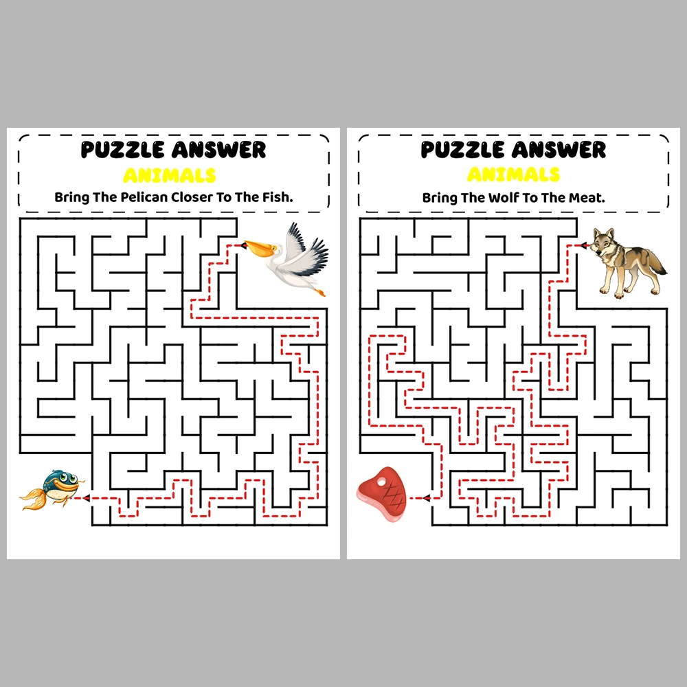 Animal Kids Maze Puzzle 10 Pages of Puzzles – Vol. 3