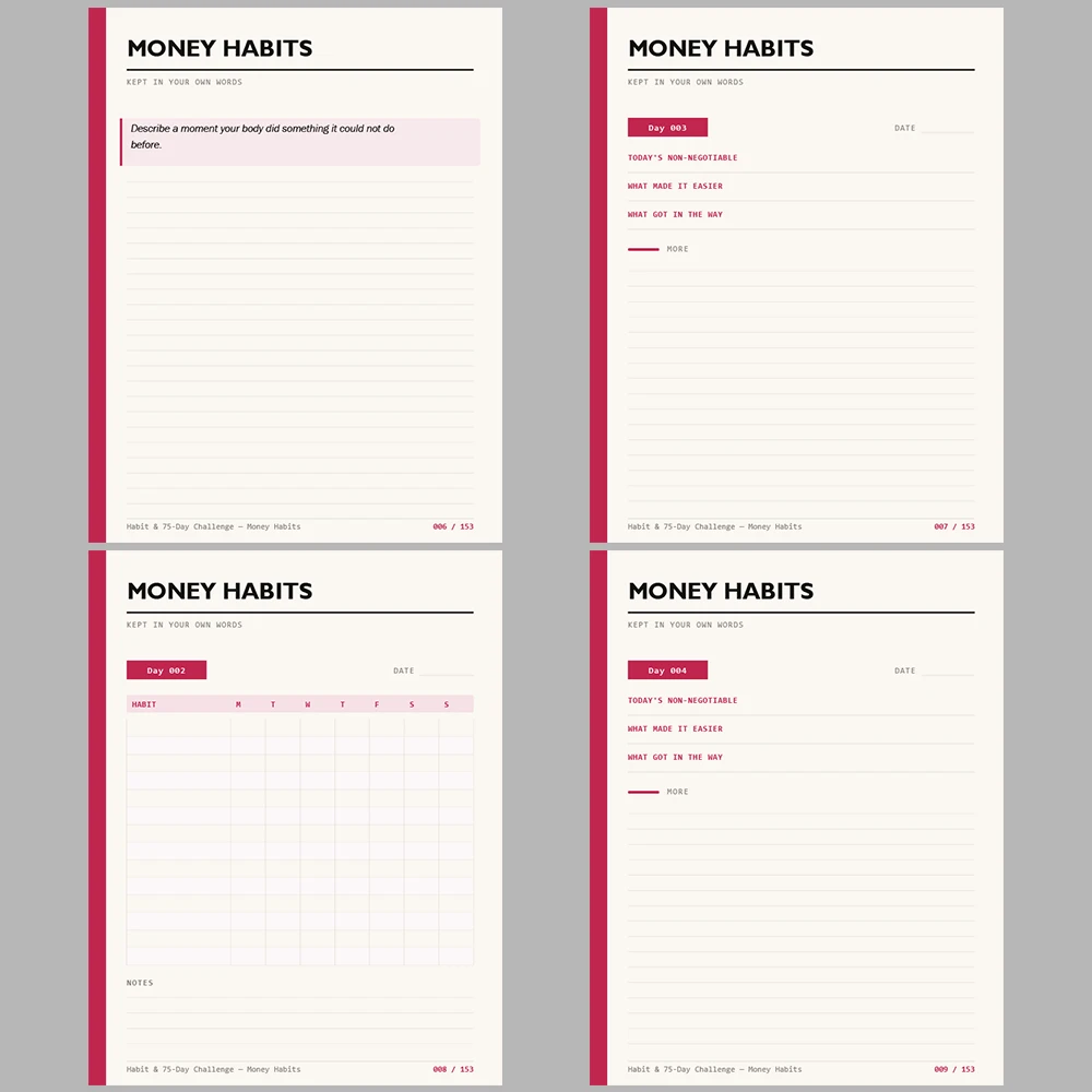 Habit & 75 Day Challenge Money Habits