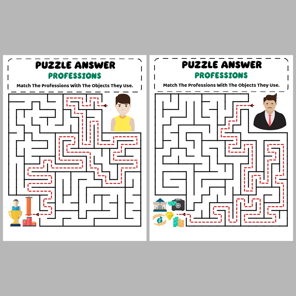 Professions Kids Maze Puzzle 10 Pages of Puzzles – Vol. 2