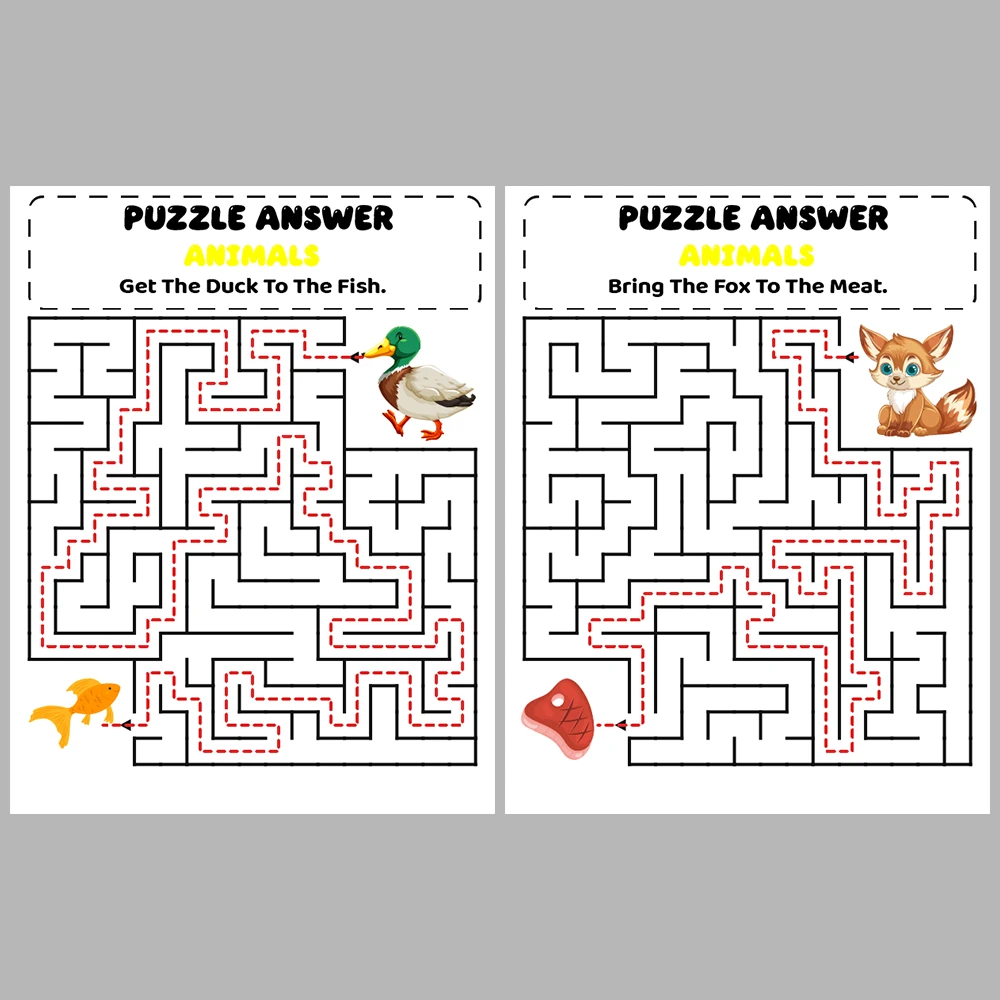 Animal Kids Maze Puzzle 10 Pages of Puzzles – Vol. 2