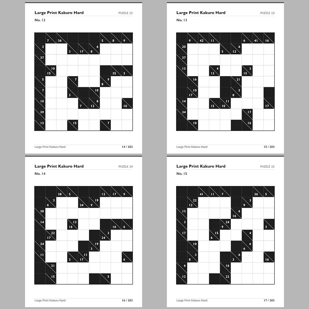 Kakuro Puzzle Large Print Hard 100 Puzzle Pages + 100 Answer Key Pages