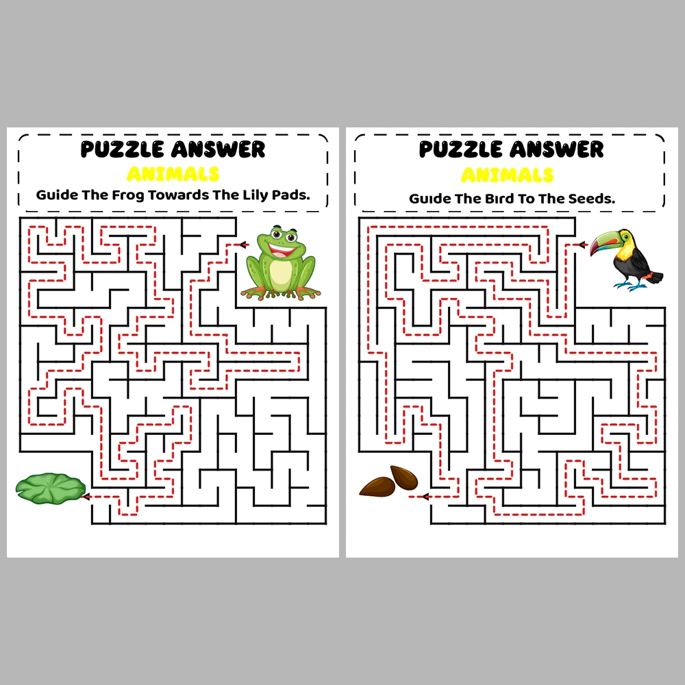 Animal Kids Maze Puzzle 10 Pages of Puzzles – Vol. 2