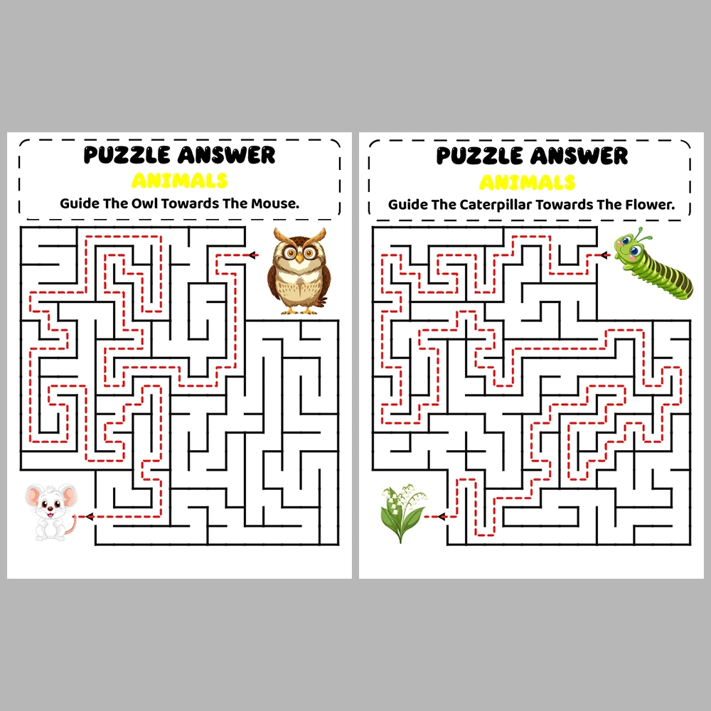 Animal Kids Maze Puzzle 10 Pages of Puzzles – Vol. 3