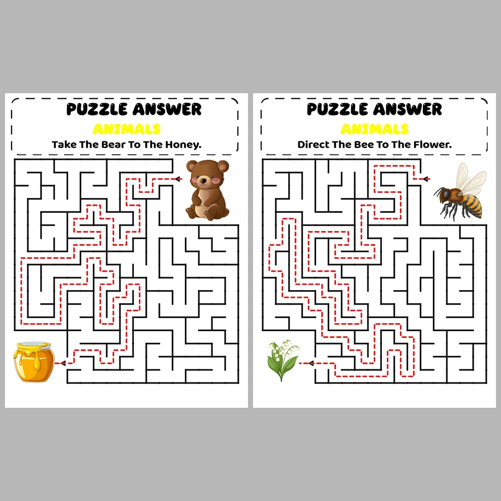 Animal Kids Maze Puzzle 10 Pages of Puzzles – Vol. 1