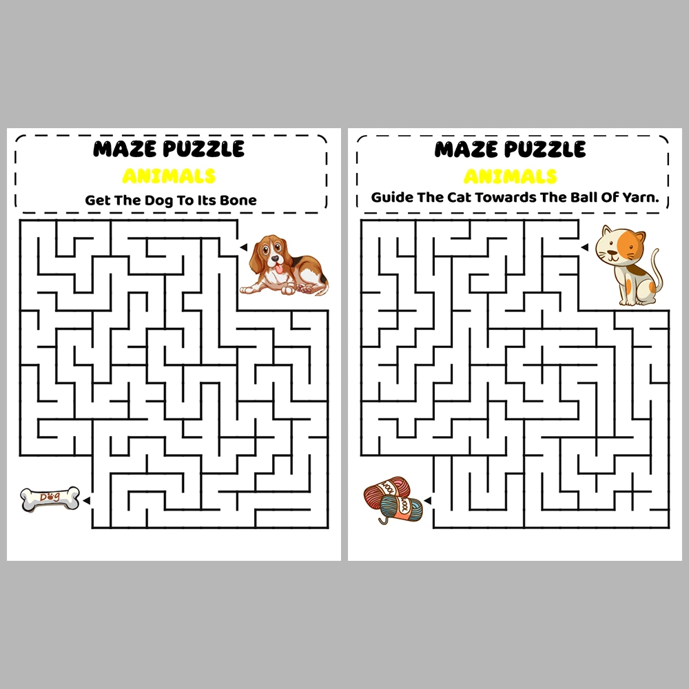 Animal Kids Maze Puzzle 10 Pages of Puzzles – Vol. 1