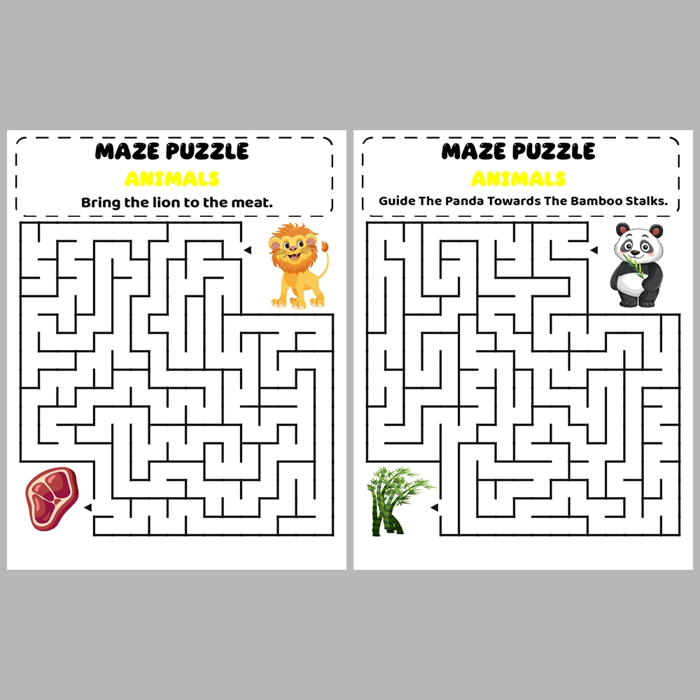 Animal Kids Maze Puzzle 10 Pages of Puzzles – Vol. 2