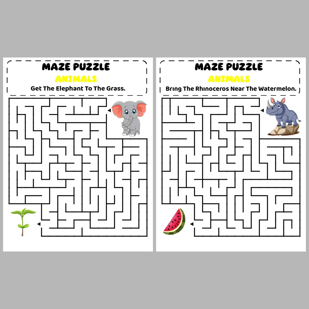 Animal Kids Maze Puzzle 10 Pages of Puzzles – Vol. 3
