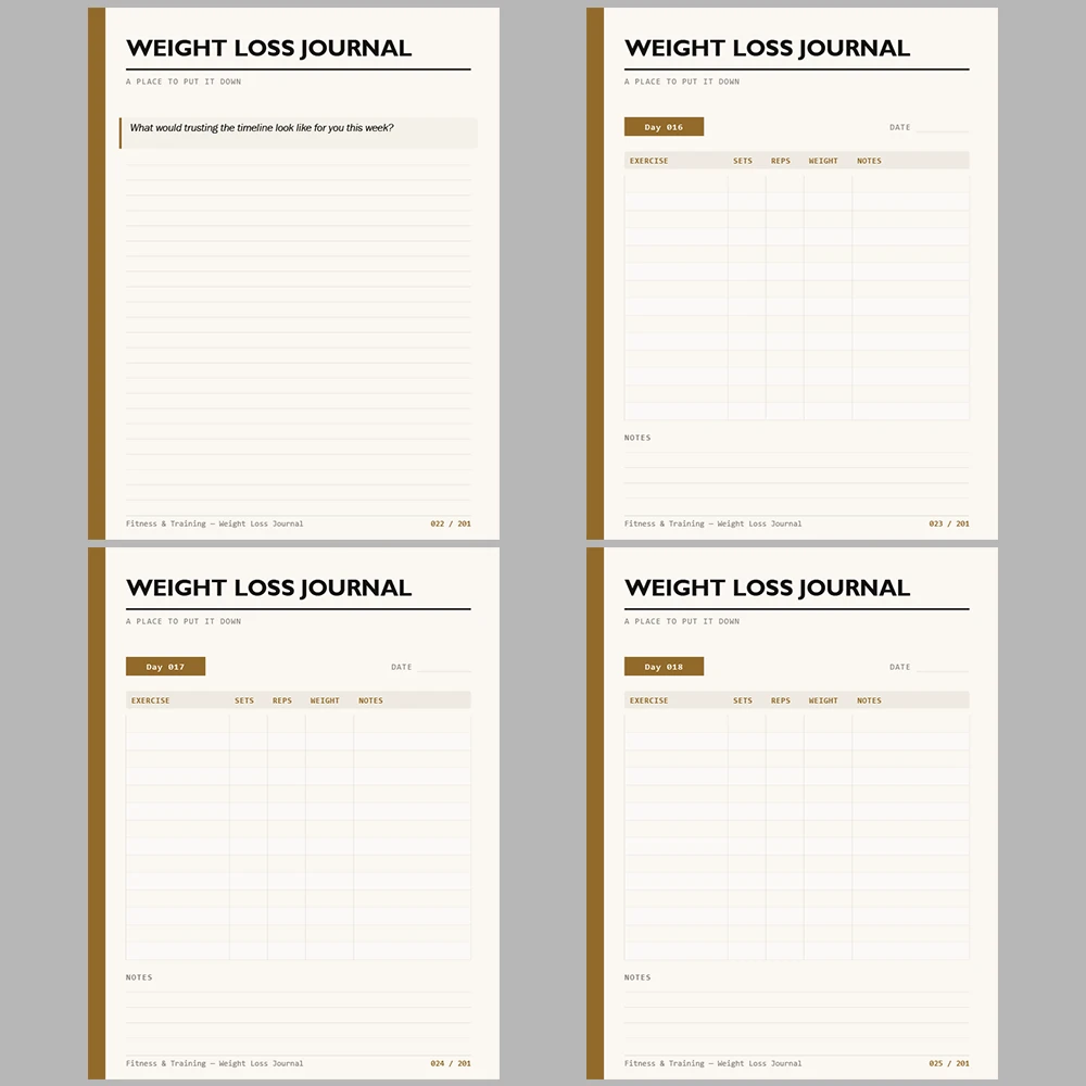 Fitness & Training Weight Loss Journal 201 Pages