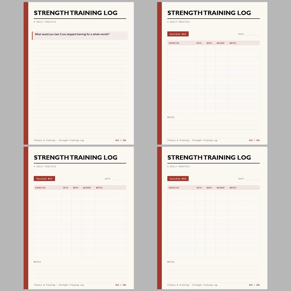 Fitness & Training Strength Training Log