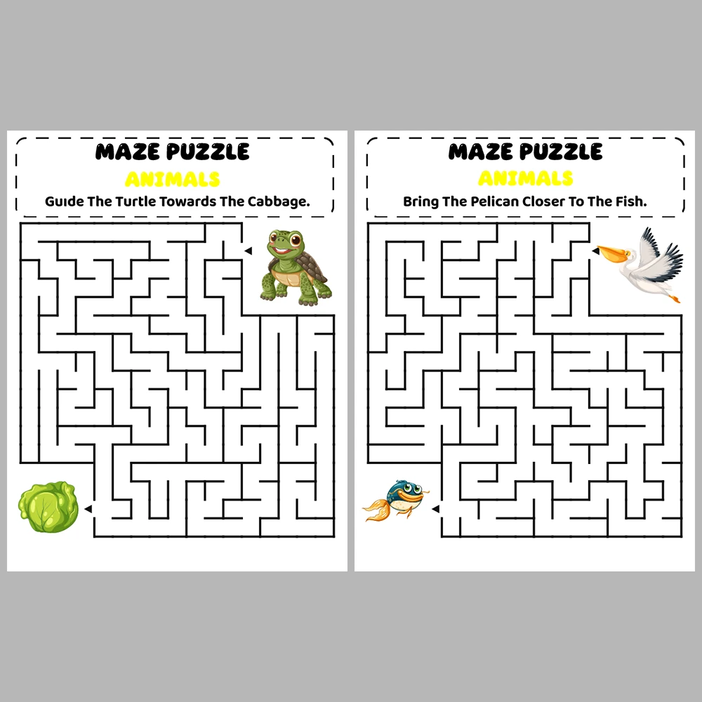 Animal Kids Maze Puzzle 10 Pages of Puzzles – Vol. 3