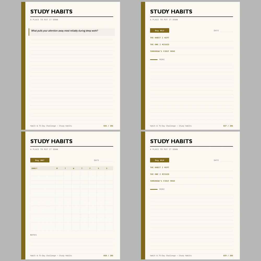 Habit & 75 Day Challenge Study Habits