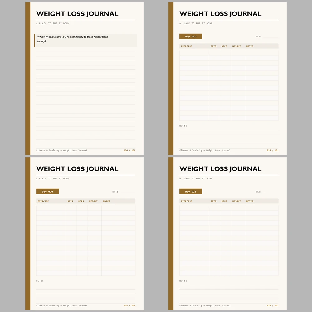 Fitness & Training Weight Loss Journal 201 Pages