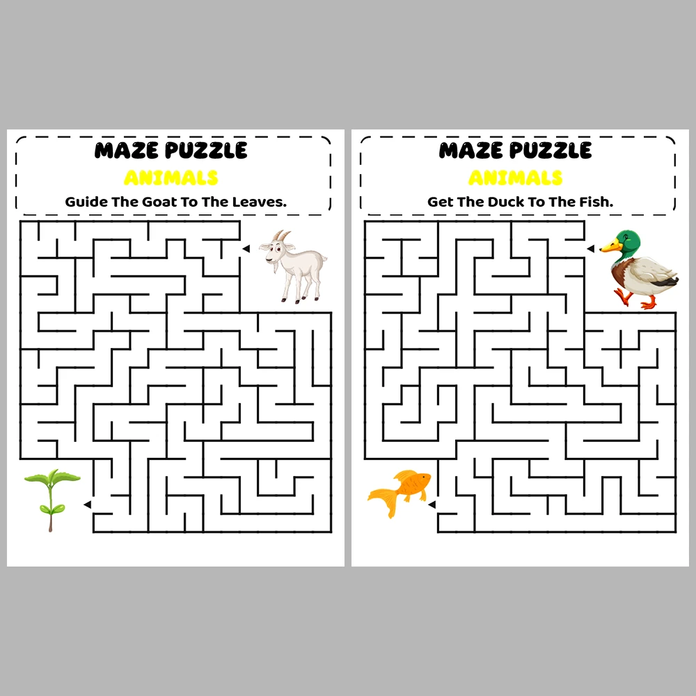 Animal Kids Maze Puzzle 10 Pages of Puzzles – Vol. 2