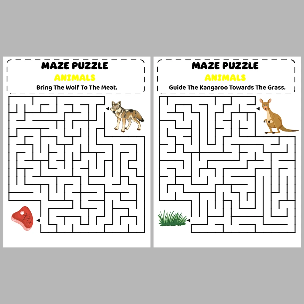 Animal Kids Maze Puzzle 10 Pages of Puzzles – Vol. 3