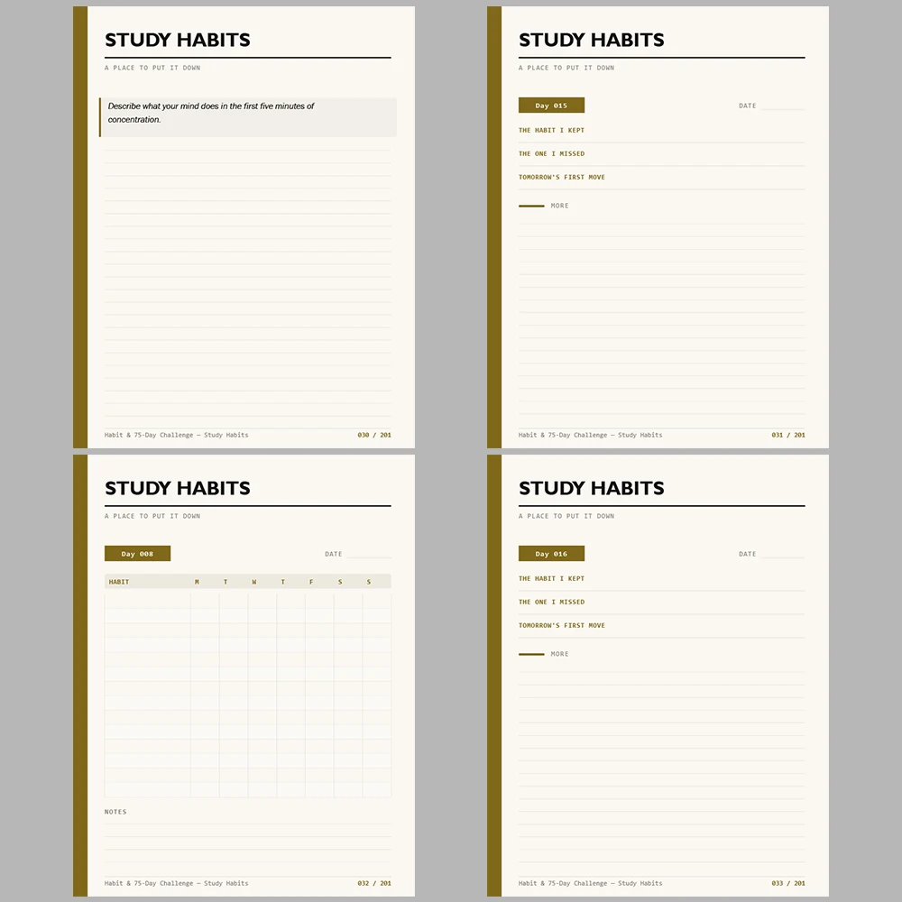 Habit & 75 Day Challenge Study Habits