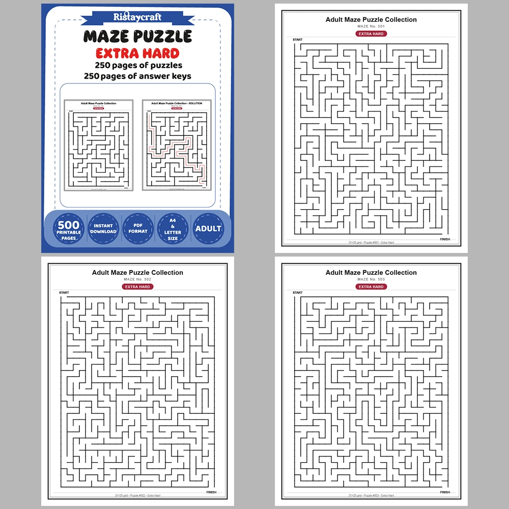 Maze Puzzle Extra Hard 250 Pages of Puzzles – Vol. 3