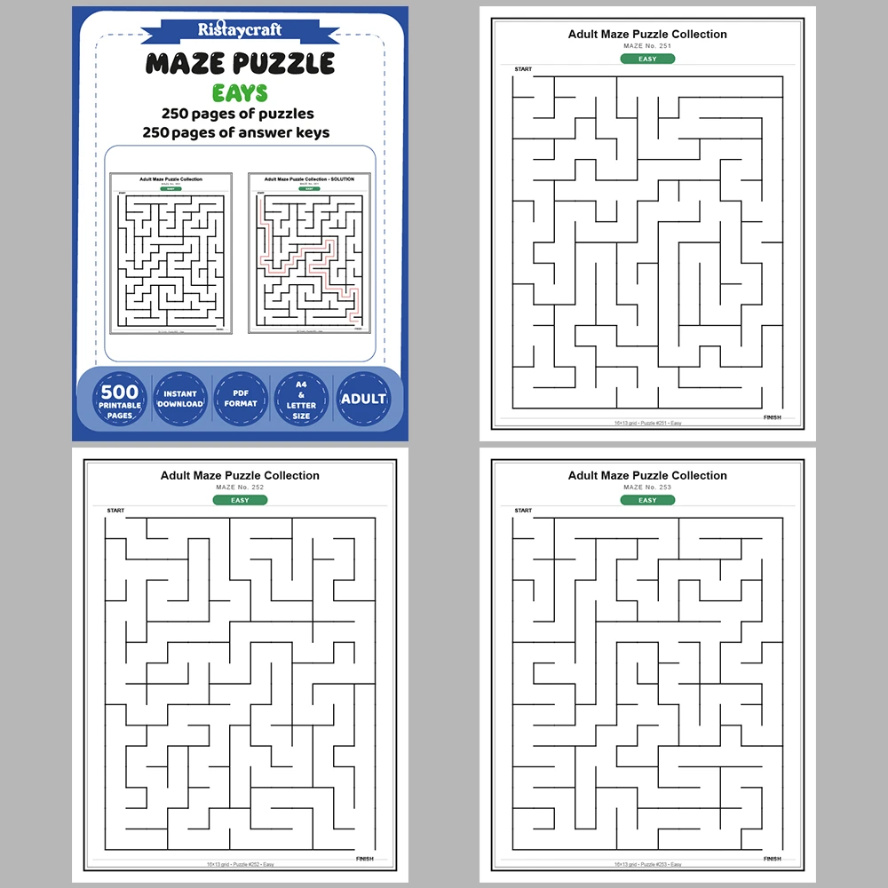Maze Puzzle Easy 250 Pages of Puzzles – Vol. 2