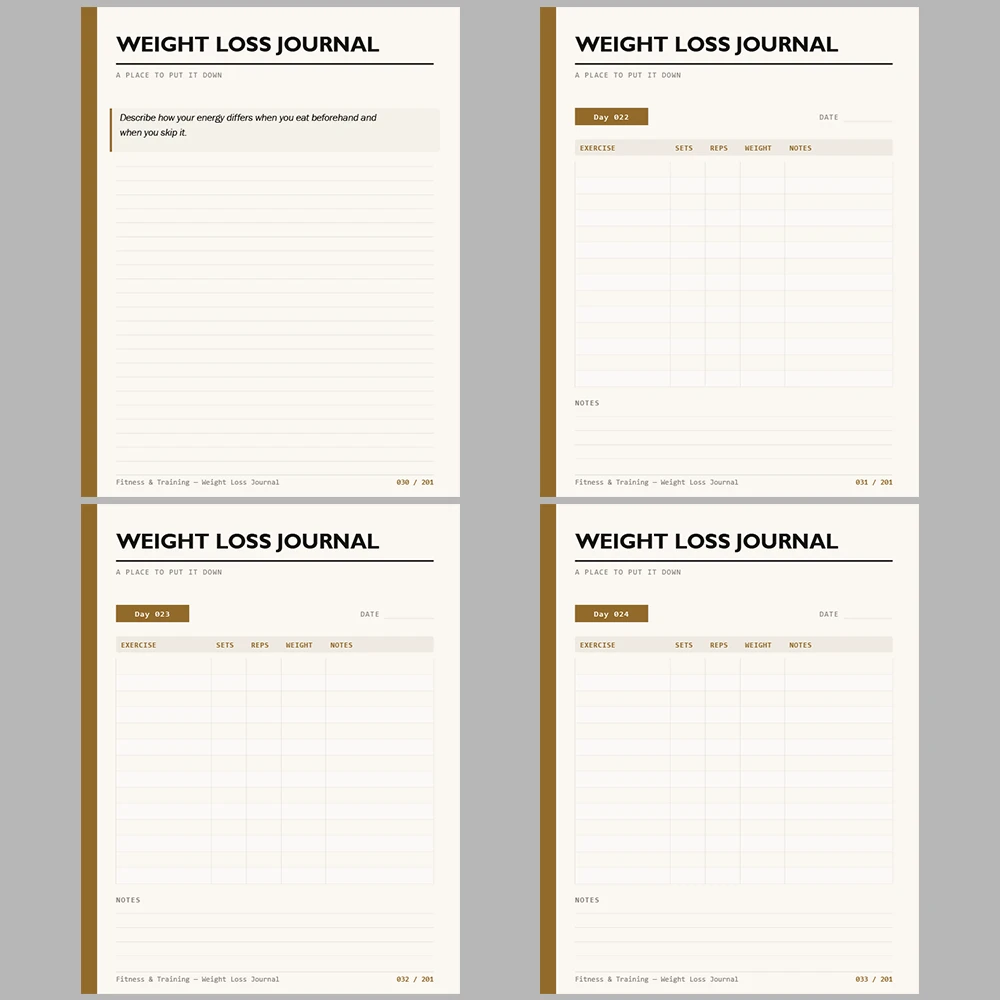 Fitness & Training Weight Loss Journal 201 Pages