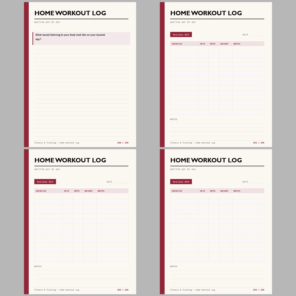 Fitness & Training Running Log 249 Pages