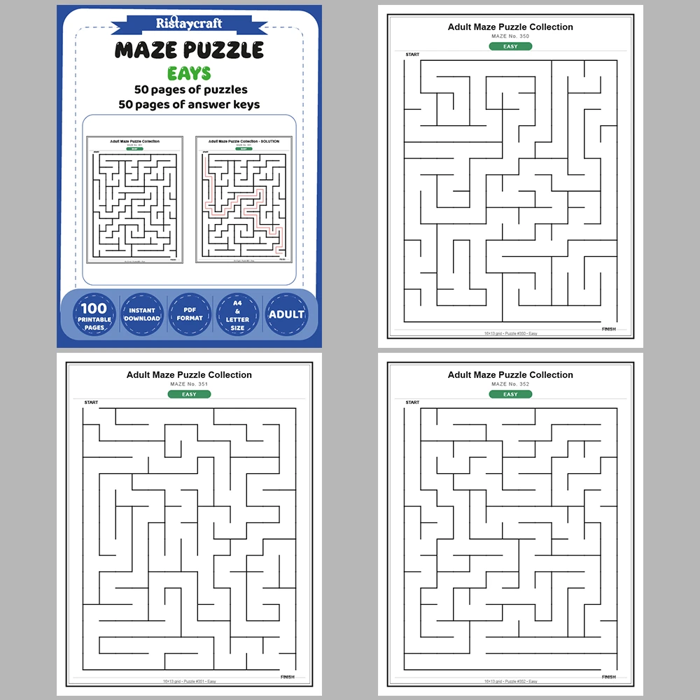 Maze Puzzle Easy 50 Pages of Puzzles – Vol. 8