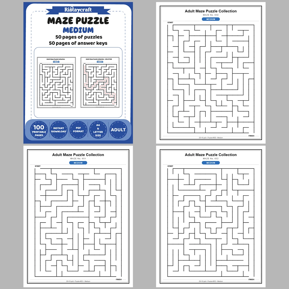 Maze Puzzle Medium 50 Pages of Puzzles – Vol. 14