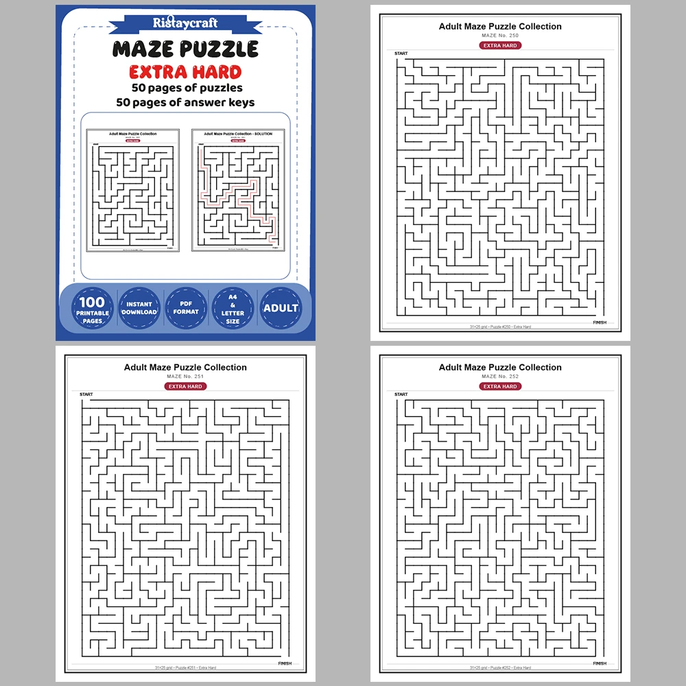 Maze Puzzle Extra Hard 50 Pages of Puzzles – Vol. 6