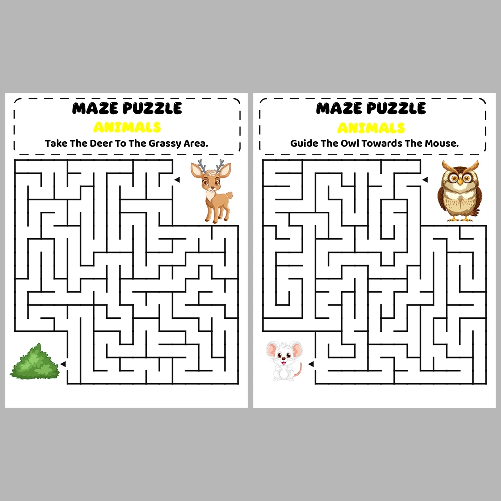Animal Kids Maze Puzzle 10 Pages of Puzzles – Vol. 3