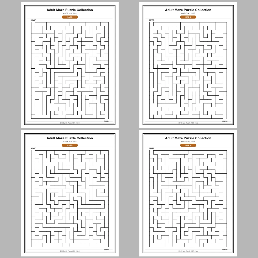 Maze Puzzle Hard 250 Pages of Puzzles – Vol. 1