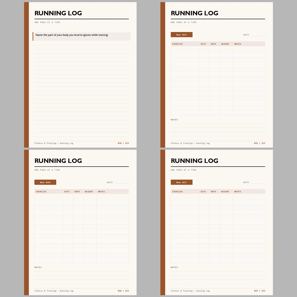 Fitness & Training Running Log 153 Pages