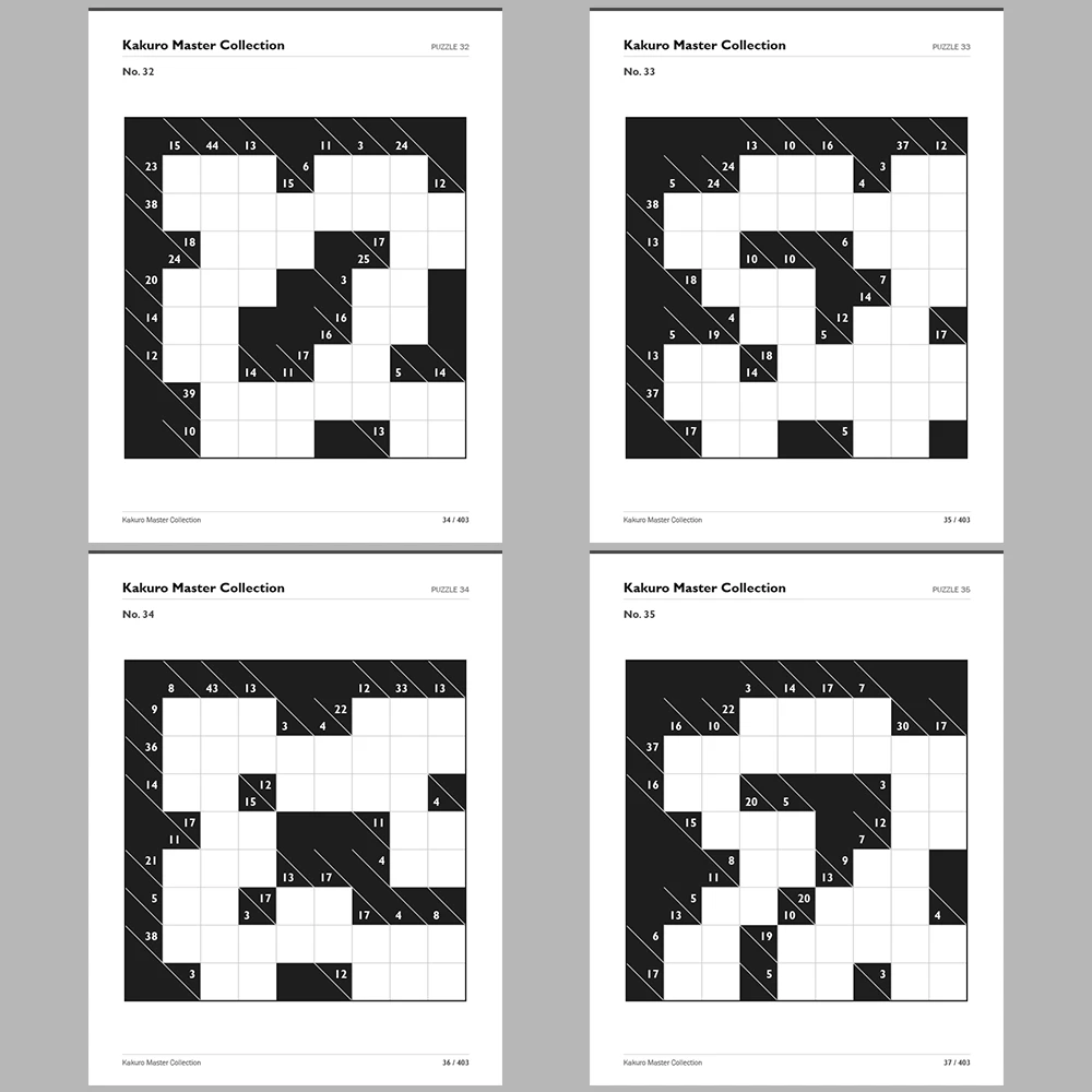 Kakuro Puzzle Master Collection Easy 200 Puzzle Pages + 200 Answer Key Pages
