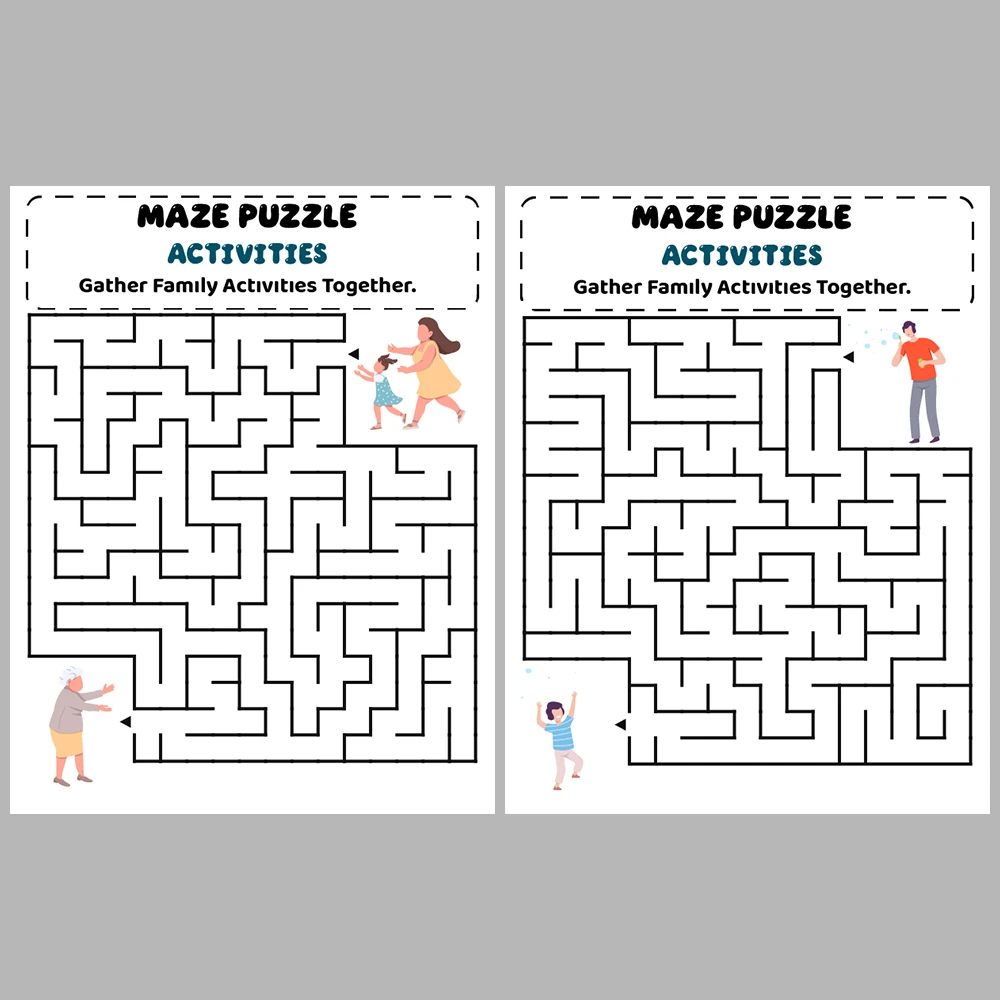 Activities Kids Maze Puzzle 10 Pages of Puzzles