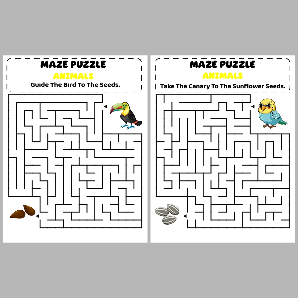 Animal Kids Maze Puzzle 10 Pages of Puzzles – Vol. 2