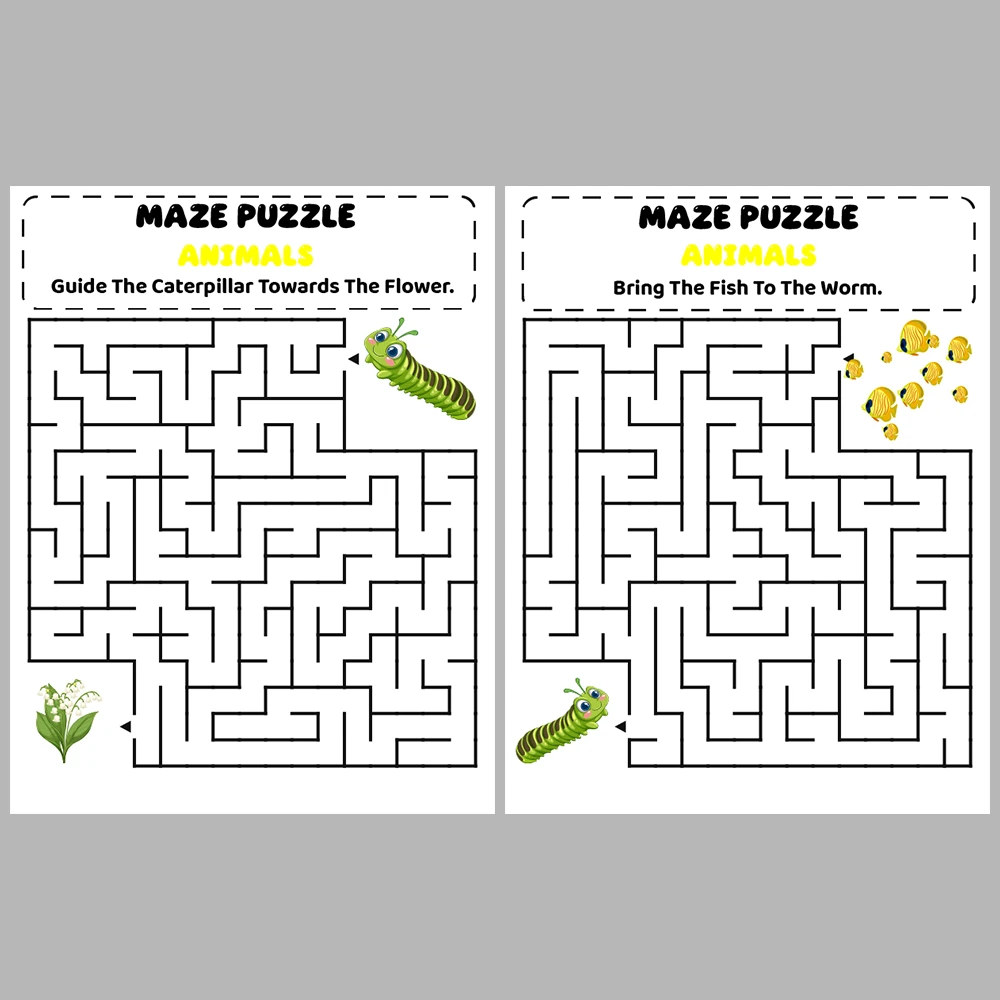 Animal Kids Maze Puzzle 10 Pages of Puzzles – Vol. 3