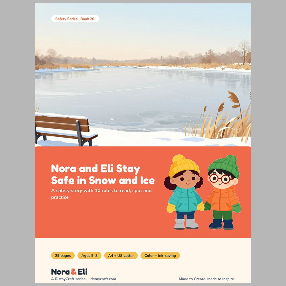 Winter Safety for Kids Printable | 29-Page Snow and Ice Safety Workbook Ages 5–8 | Sledding Layers Cold Weather Activities