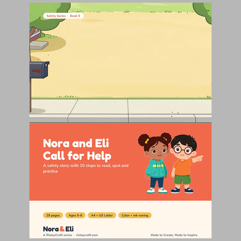 How to Call 911 for Kids Printable | 29-Page Emergency Safety Workbook Ages 5–8 | Stories Activities Address Card