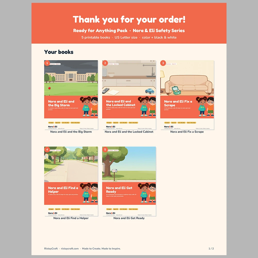 5 Kids Safety Printable Books Bundle | Ready for Anything Pack Ages 5–8 | Stories Activities | Instant Download