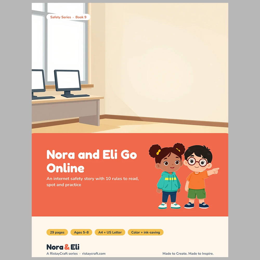 Internet Safety for Kids Printable | 29-Page Online Safety Workbook Ages 5–8 | Digital Citizenship Stories Activities